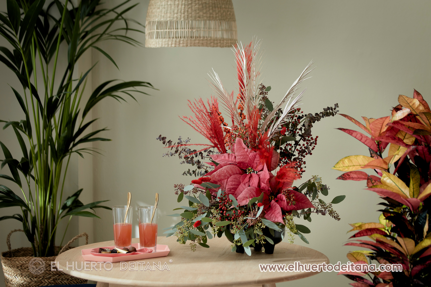 Centro de mesa con Poinsettias